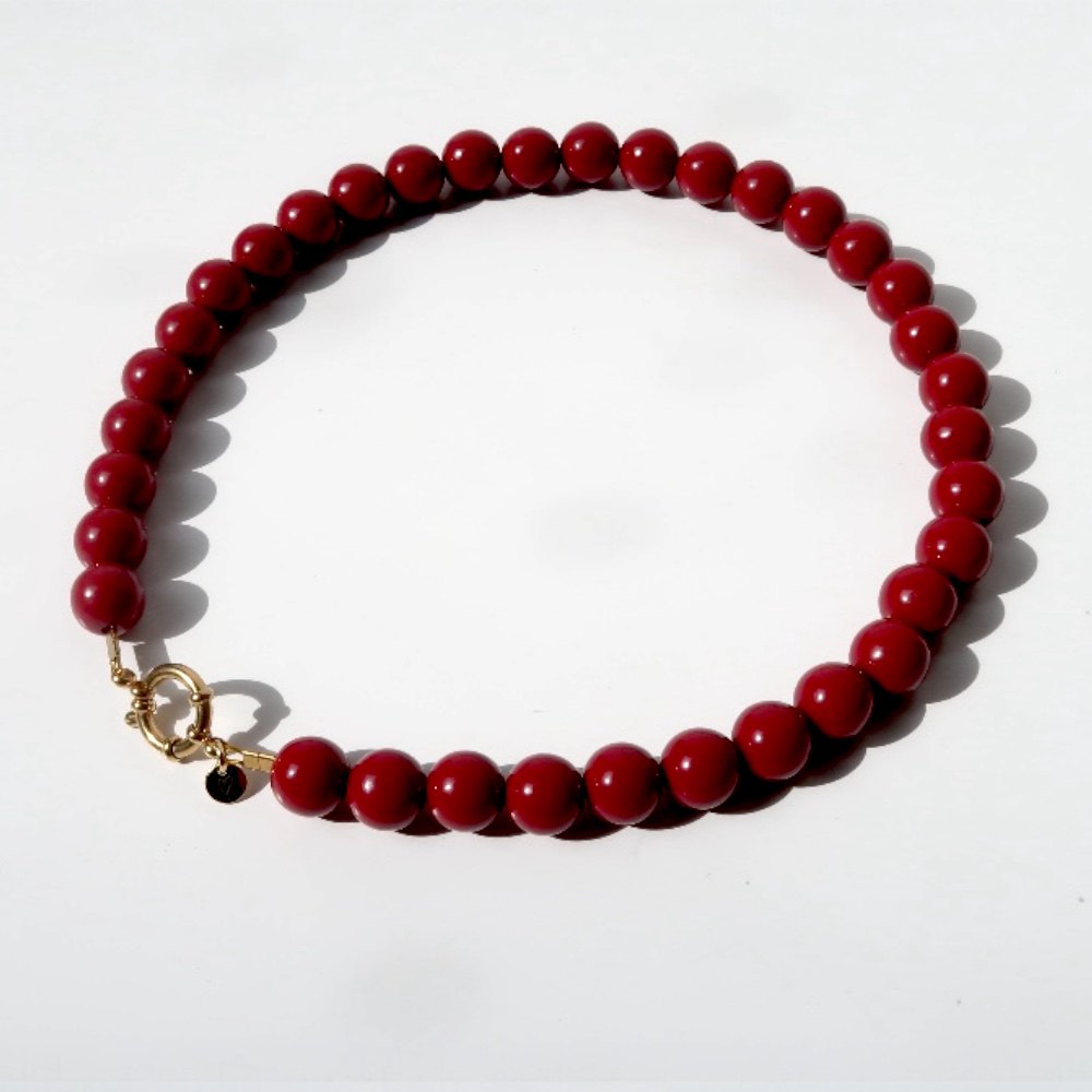 Necklace |  Bold beads rust T1