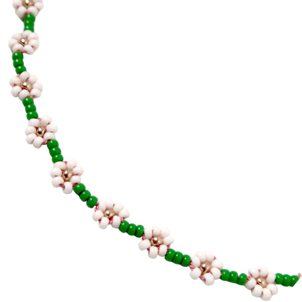 Necklace | Daisy green/white