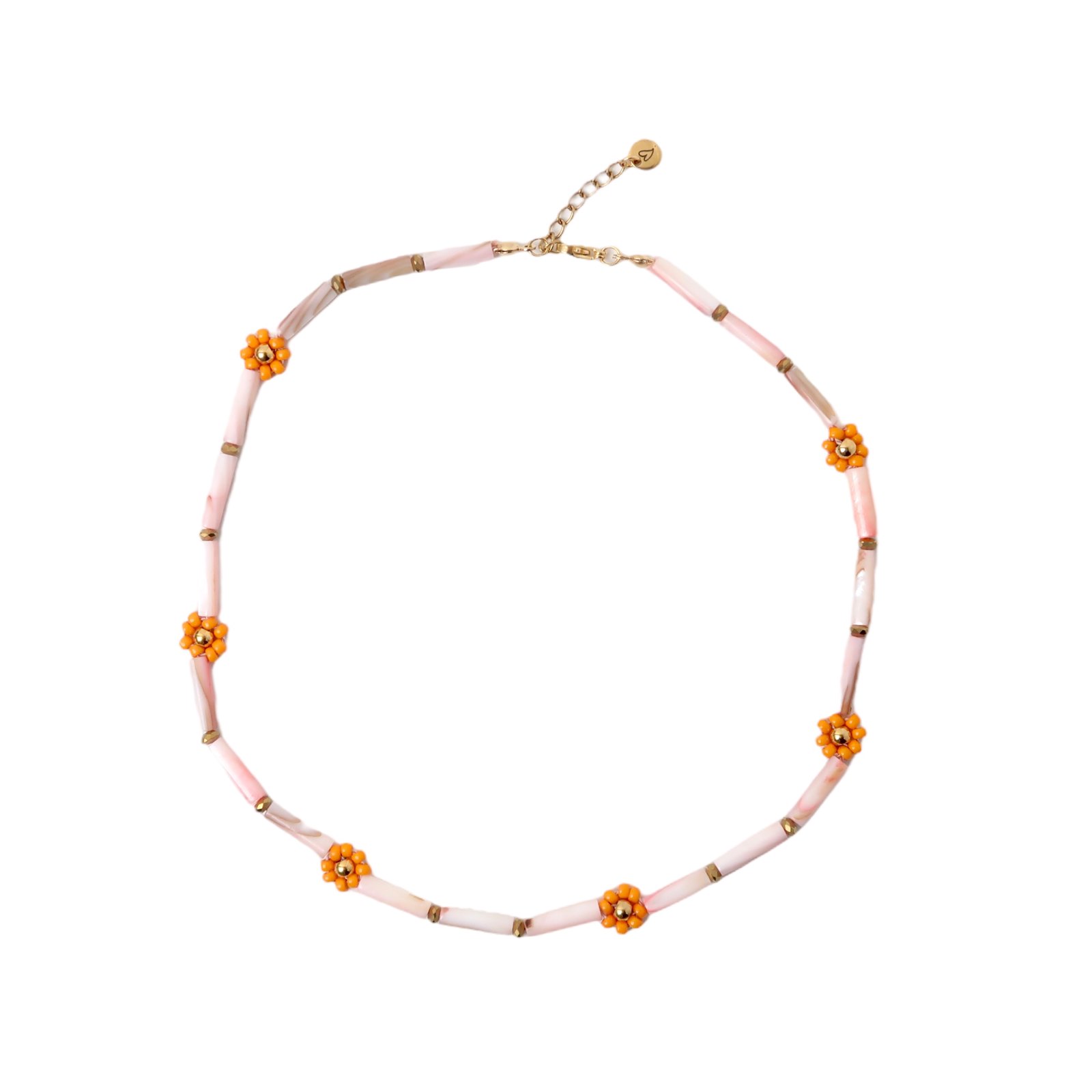 Necklace |  Daisy orange, shell pink
