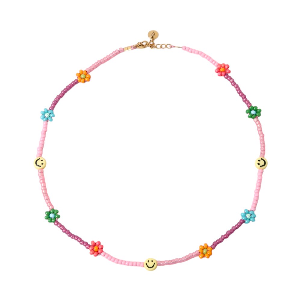 Necklace | Daisy smiley plum