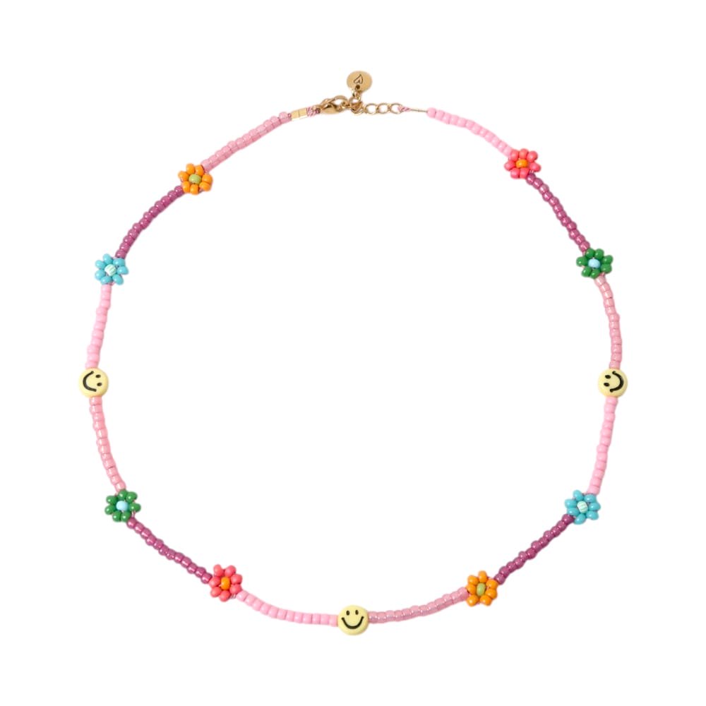 Necklace | Necklace daisy smiley plum