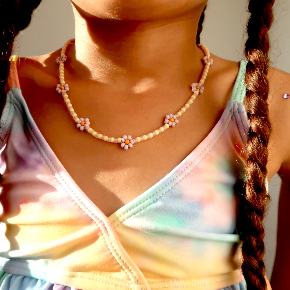 Necklace | Daisy light pink/orange