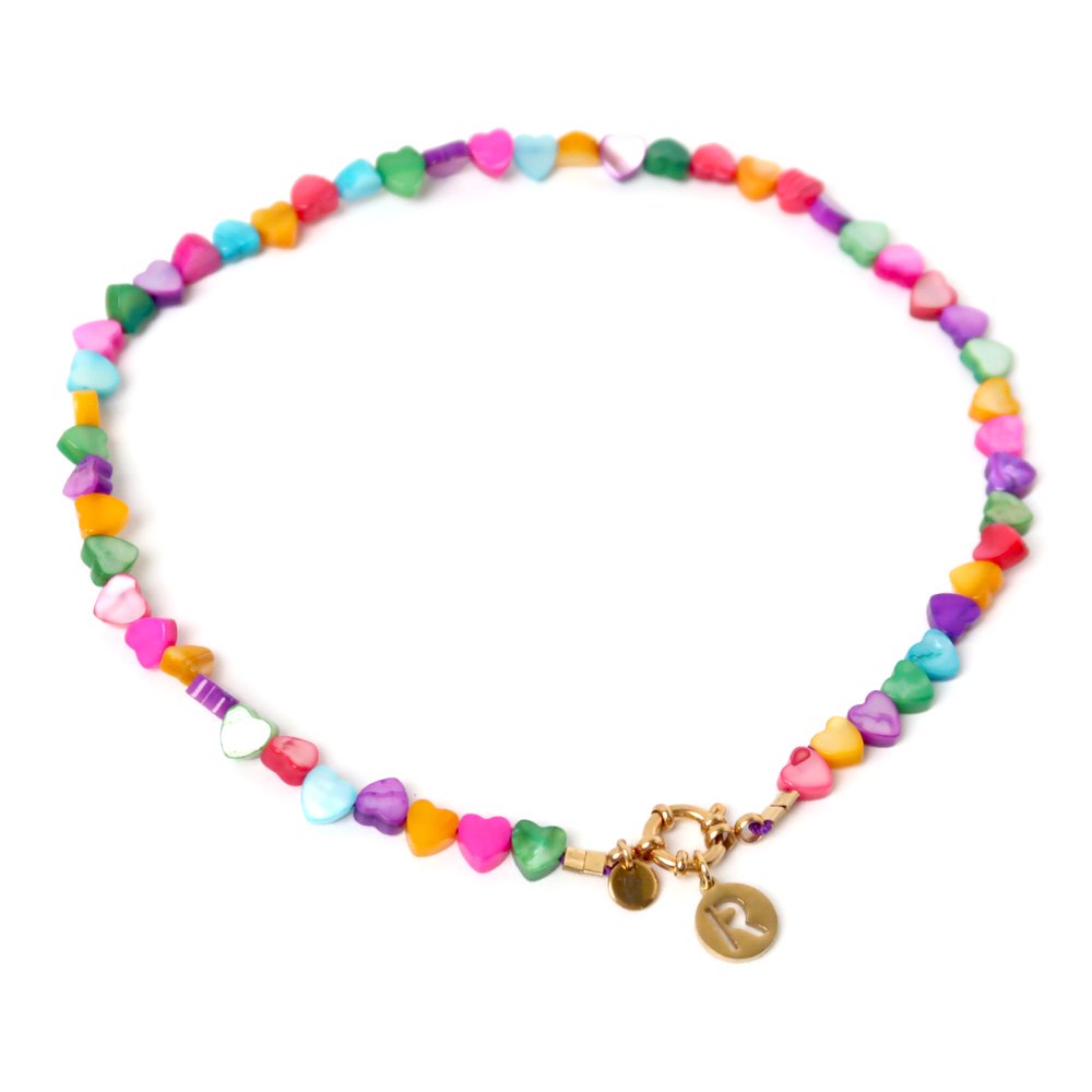 Necklace | Seashelly hearts colorful