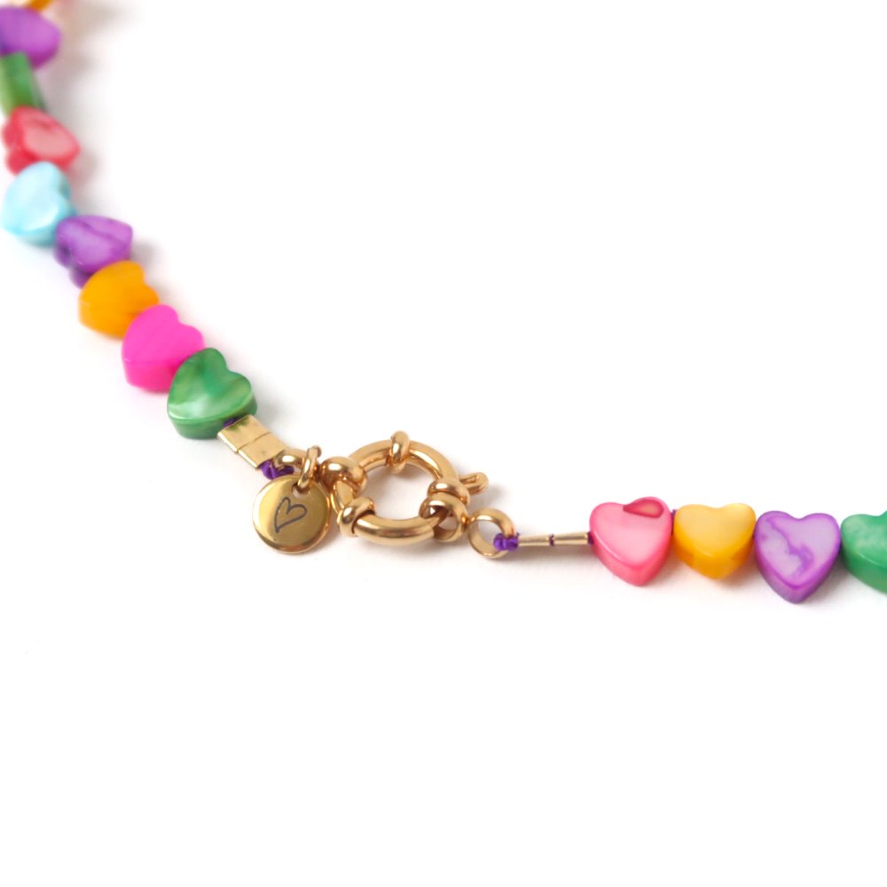 Necklace | Seashelly hearts colorful