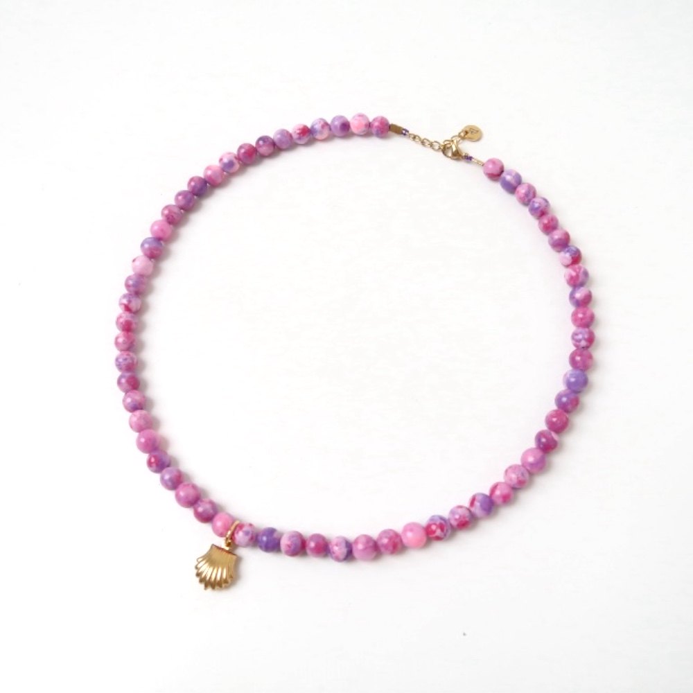 Necklace | Purple fuchsia shell