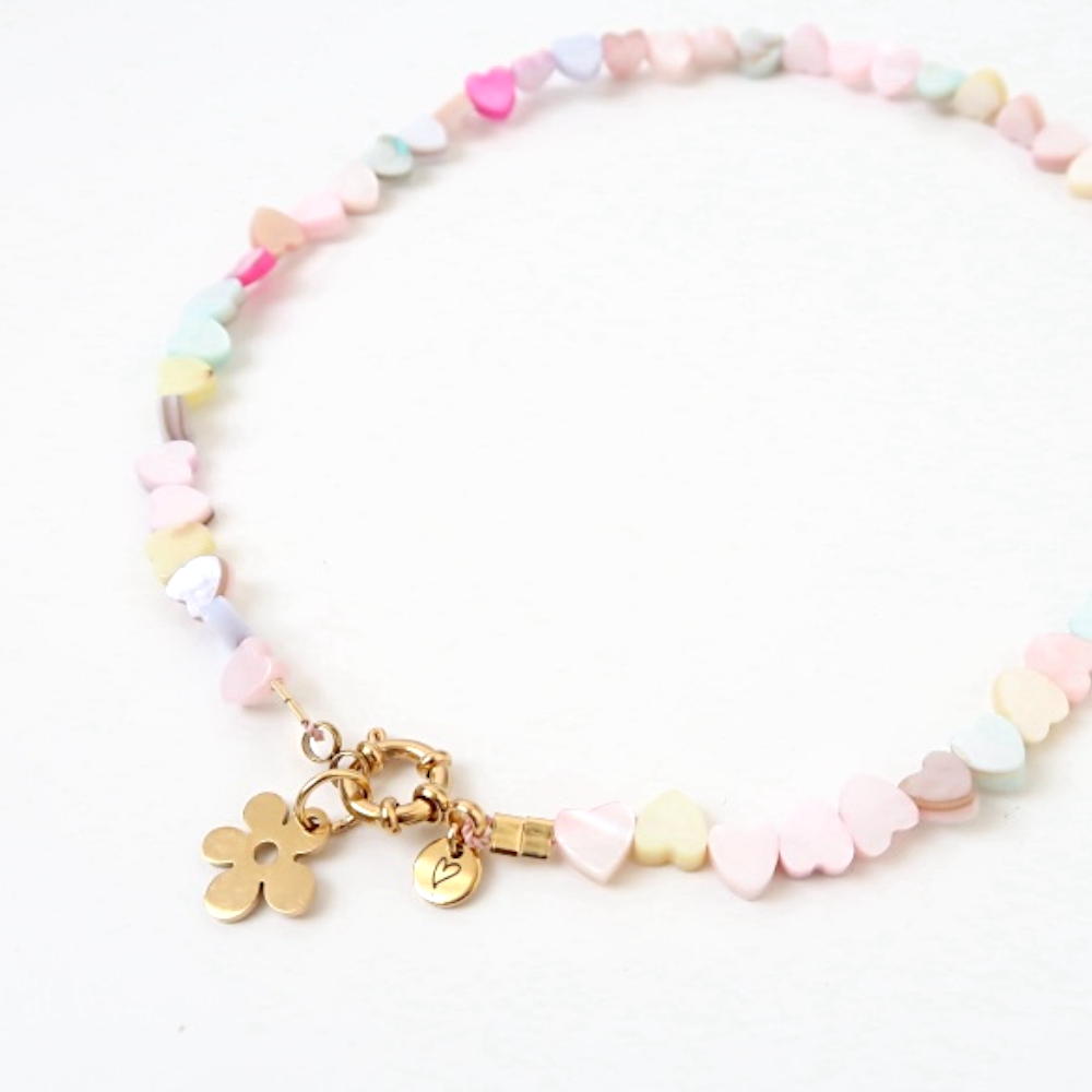 Necklace | Seashelly hearts pastel
