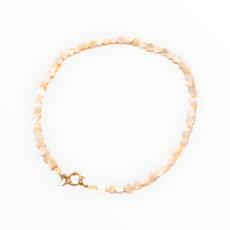 Necklace | Seashelly hearts beige