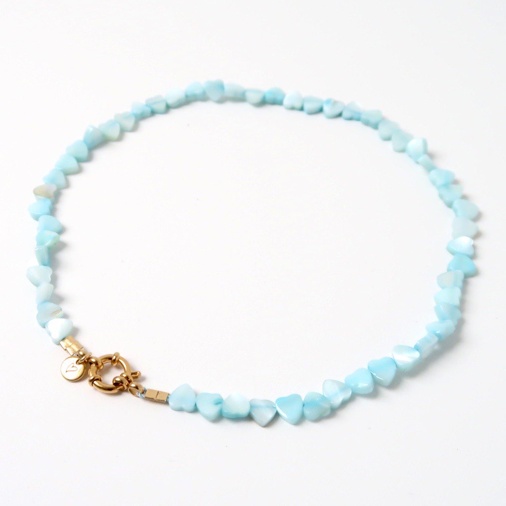 Necklace | Seashelly hearts blue