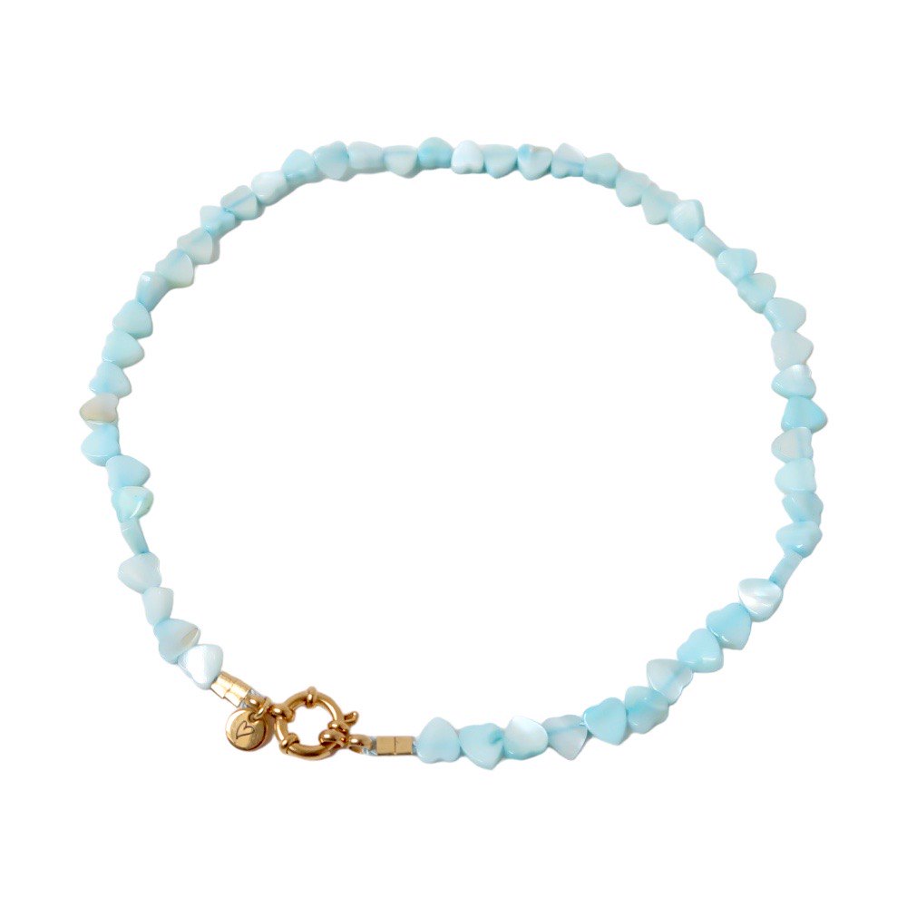 Necklace | Seashelly hearts blue