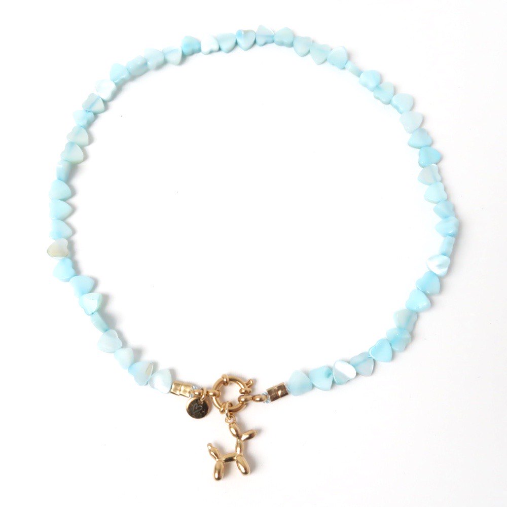 Necklace | Seashelly hearts blue
