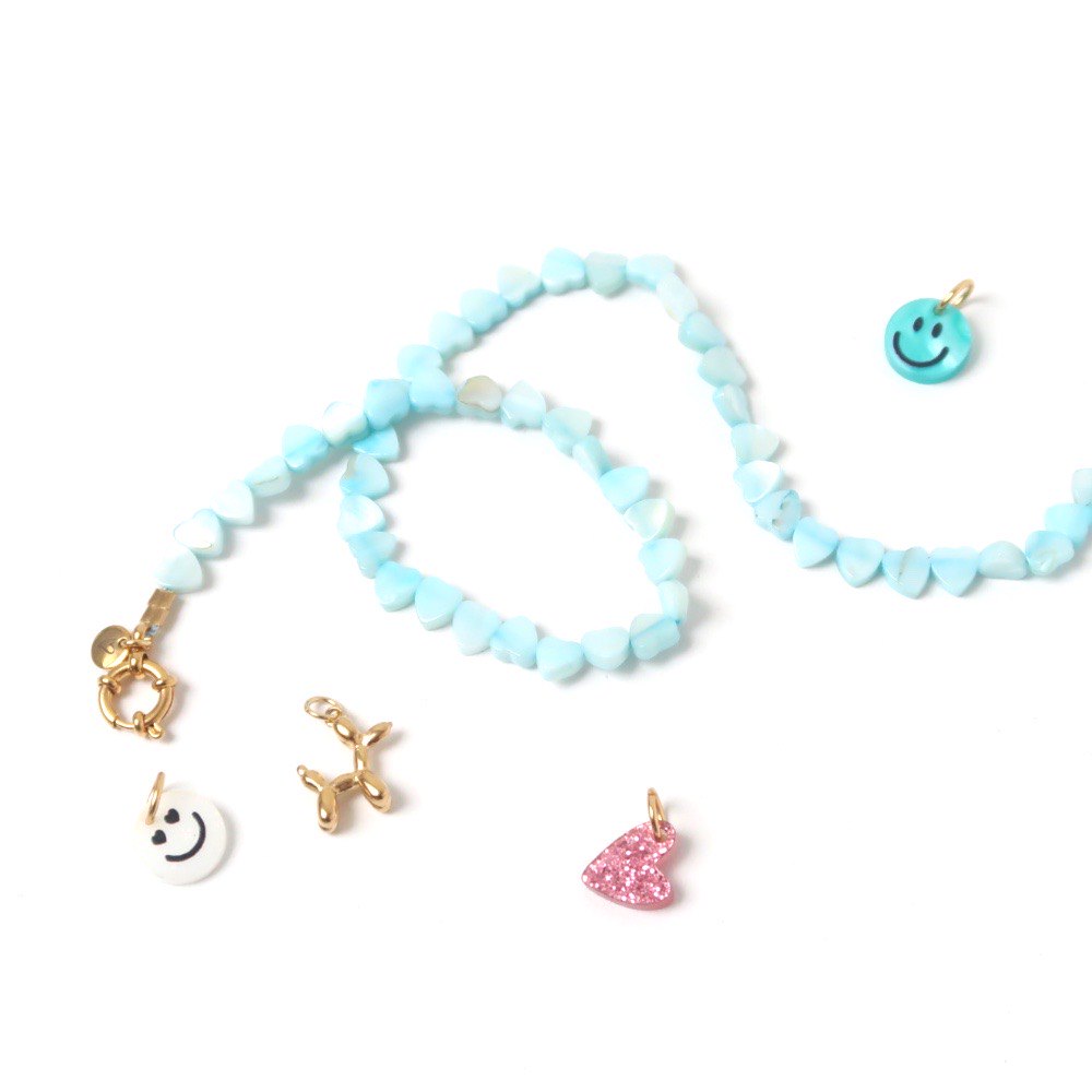 Necklace | Seashelly hearts blue