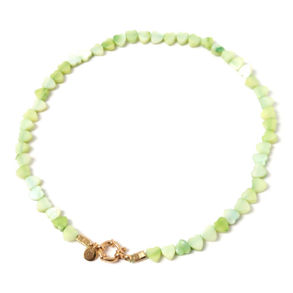 Necklace | Seashelly hearts green