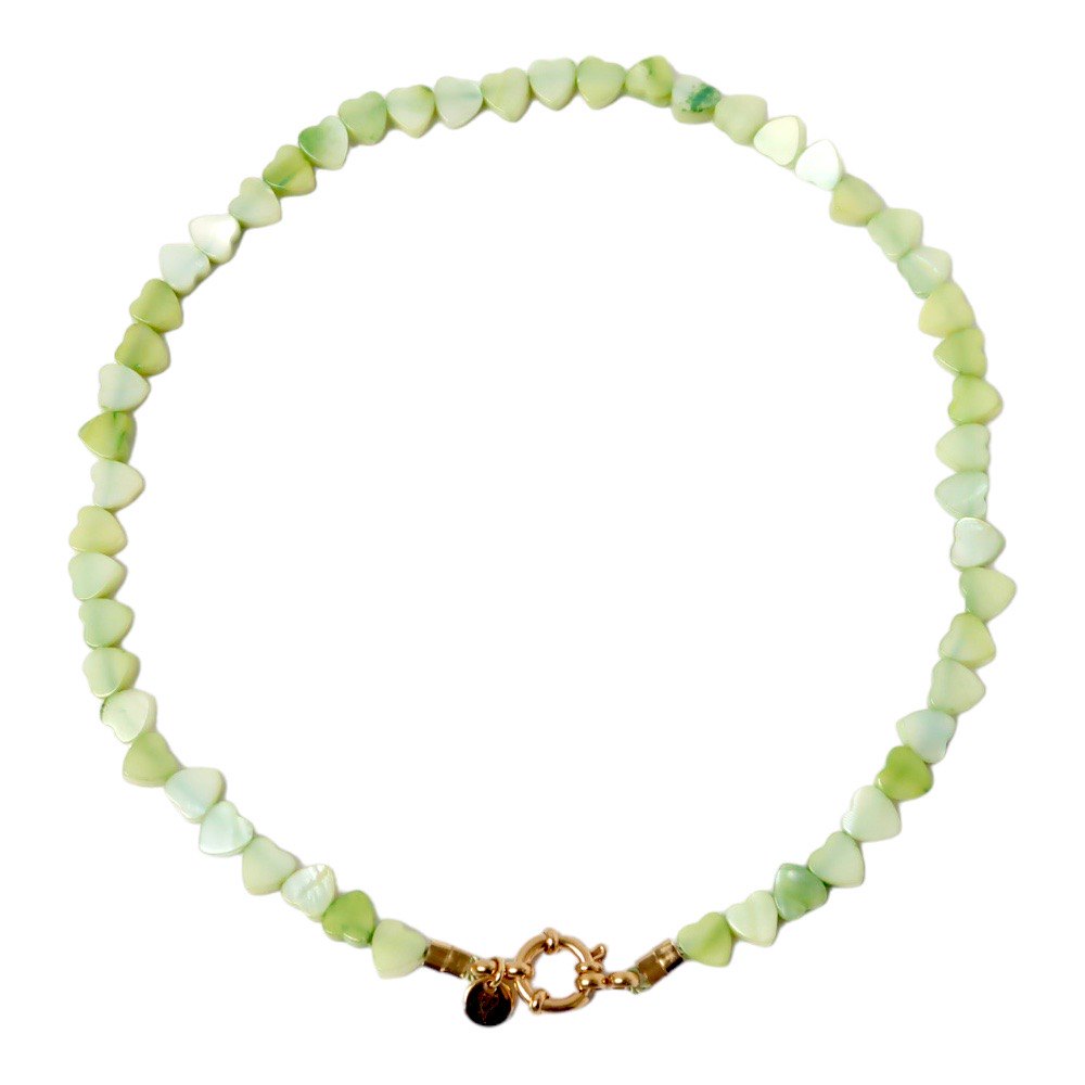 Necklace | Seashelly hearts green