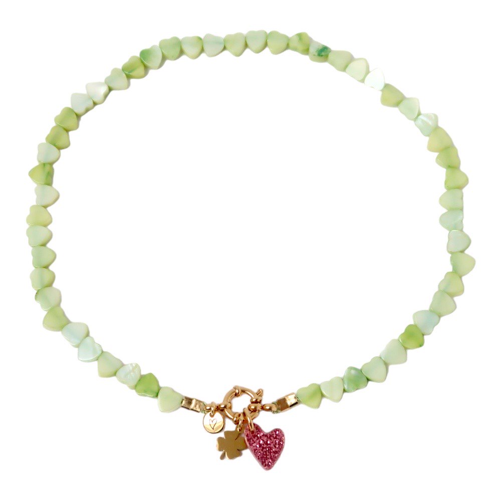 Necklace | Seashelly hearts green