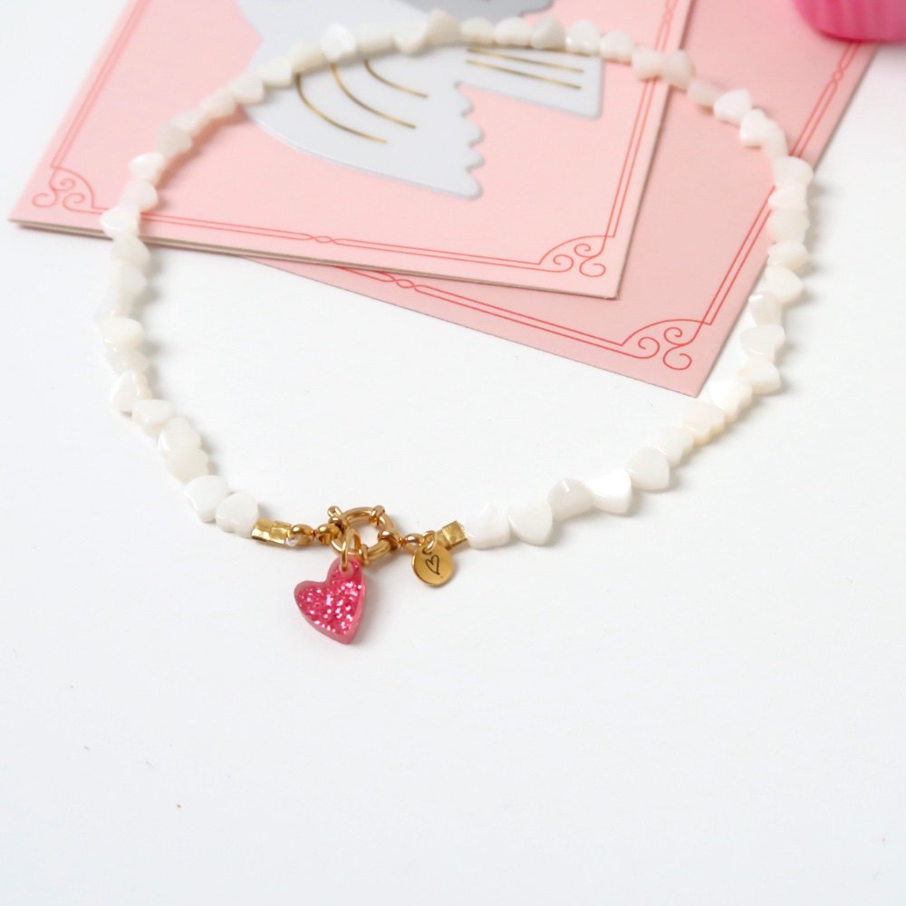 Necklace | Seashelly hearts ivory