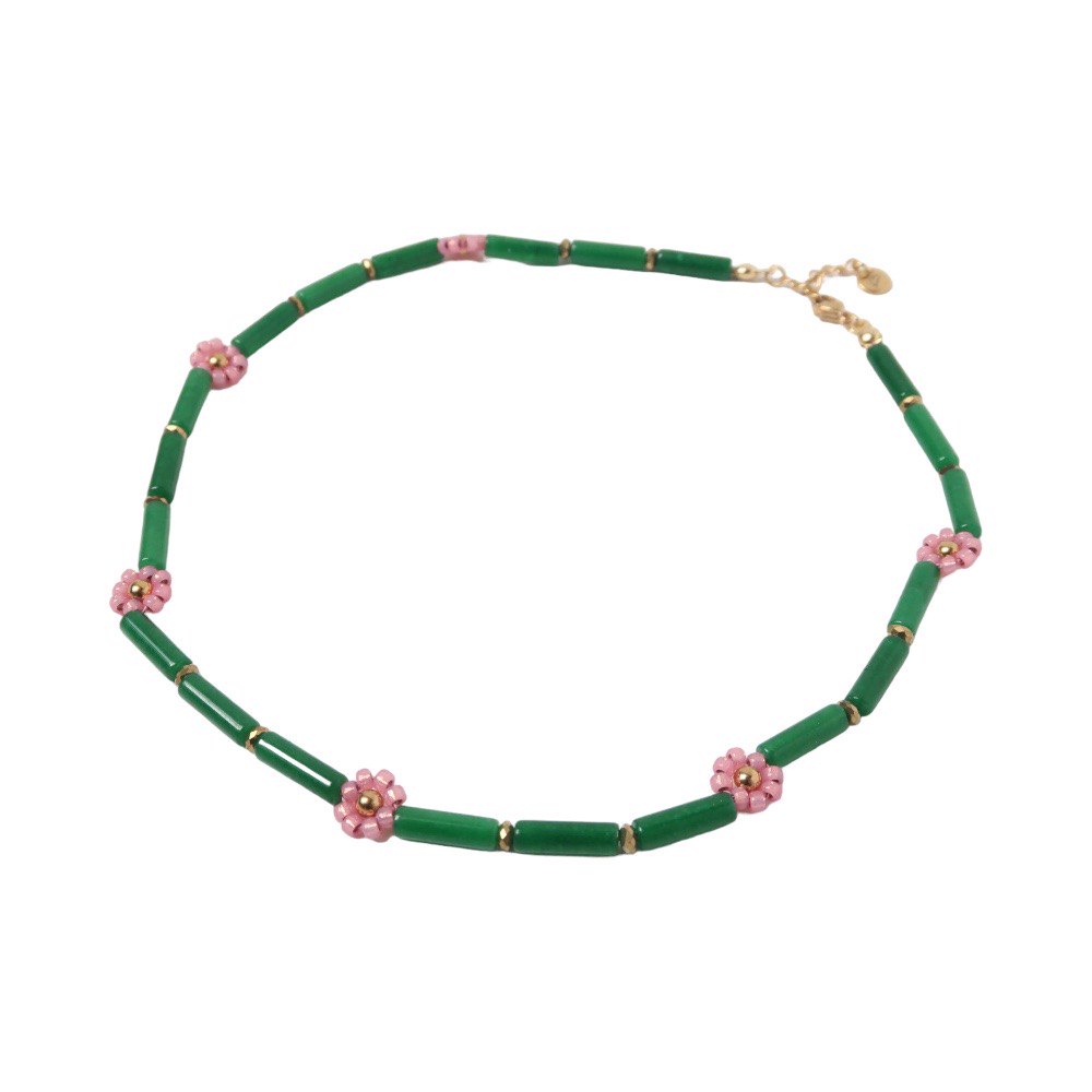 Necklace |  Daisy pink, shell green