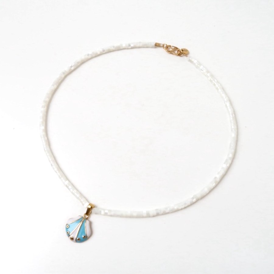 Necklace | Shell disc white