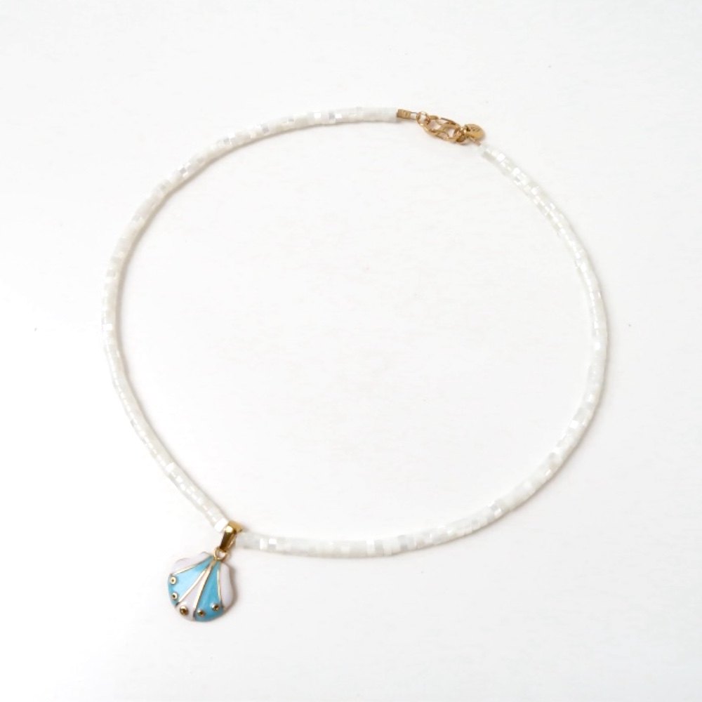 Necklace | Shell disc white