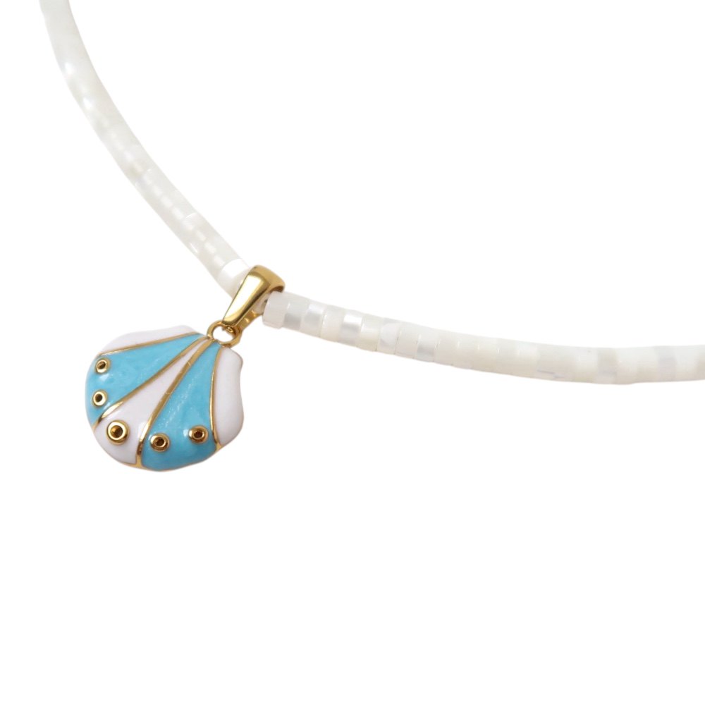 Necklace | Shell disc white
