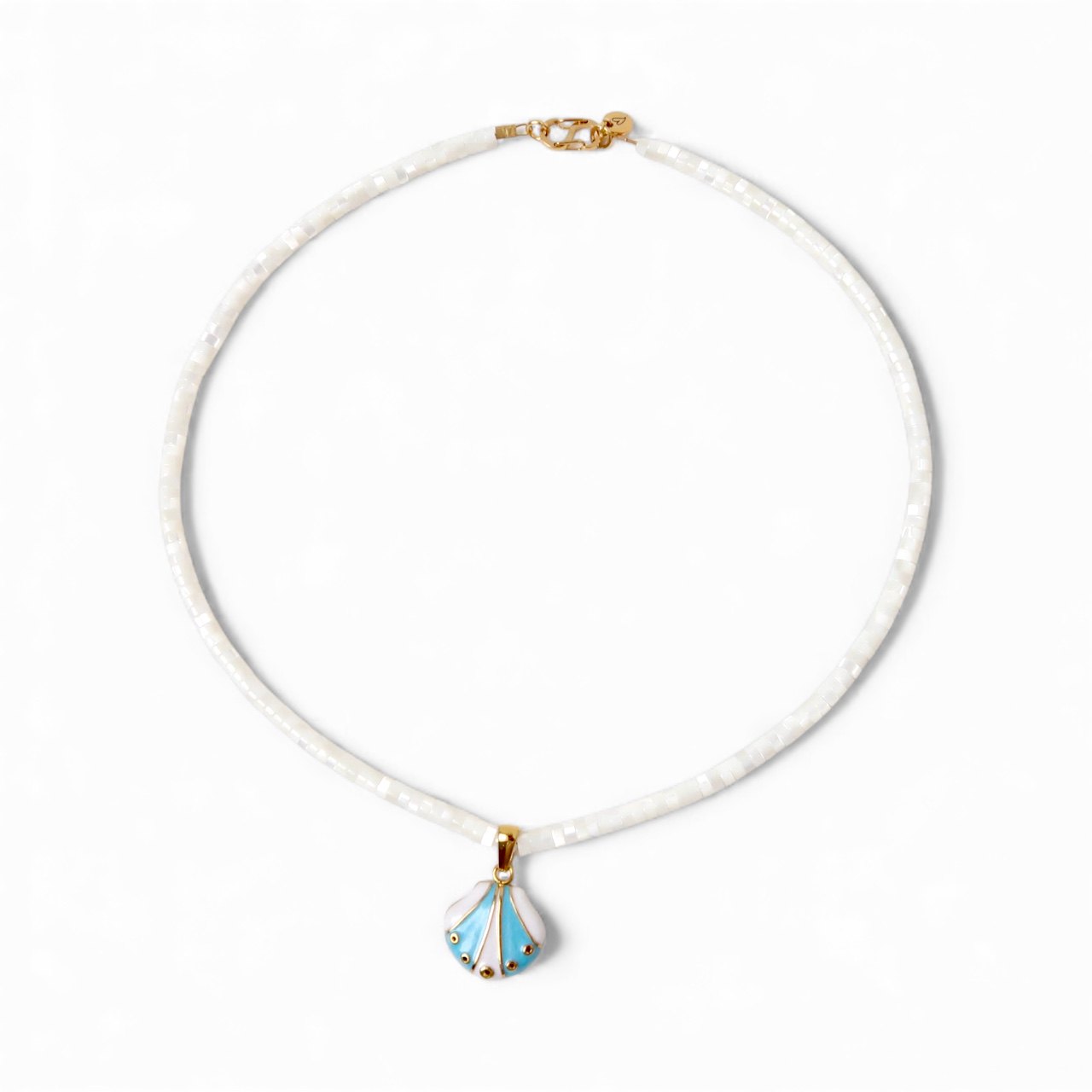 Necklace | Shell disc white