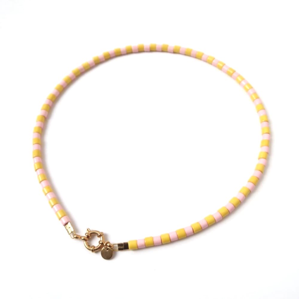 Necklace | Stripe yellow/light pink