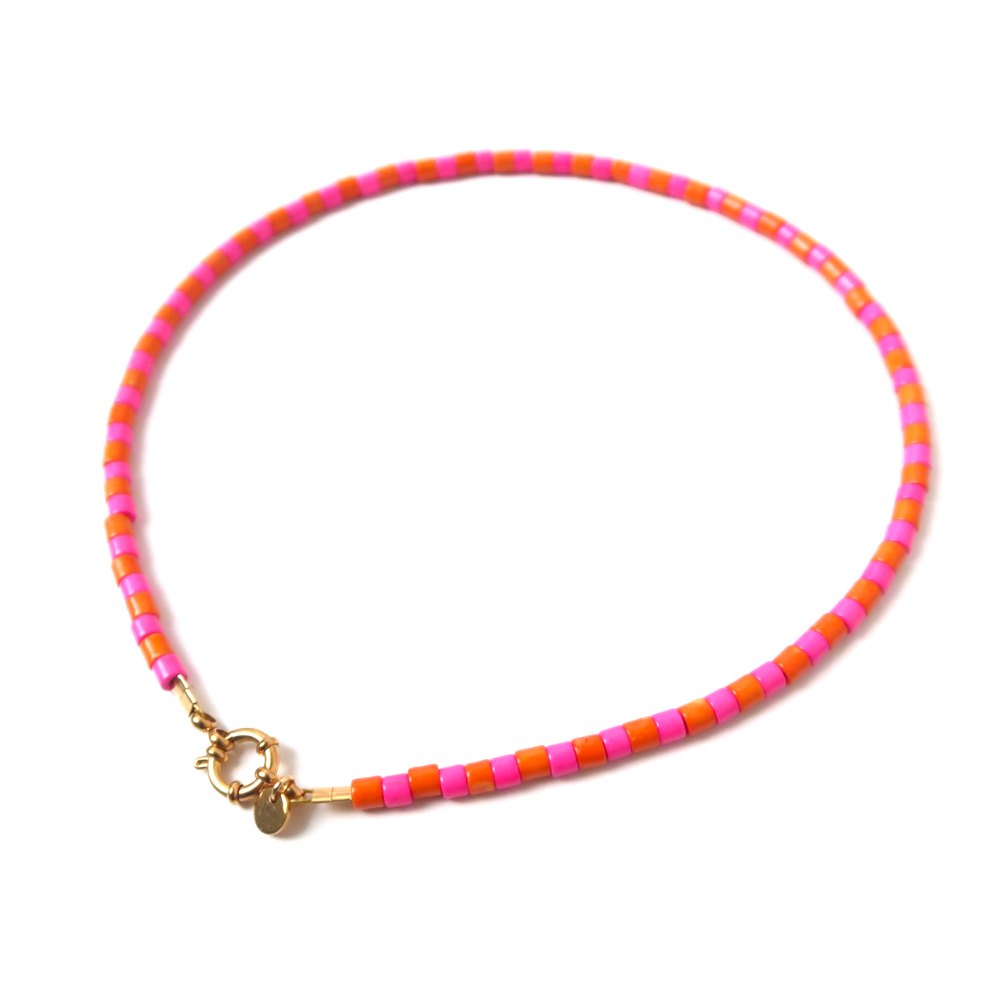 Necklace | Stripe orange/pink66