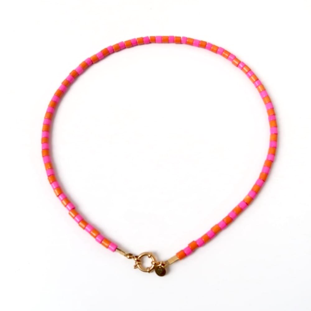 Necklace | Stripe orange/pink