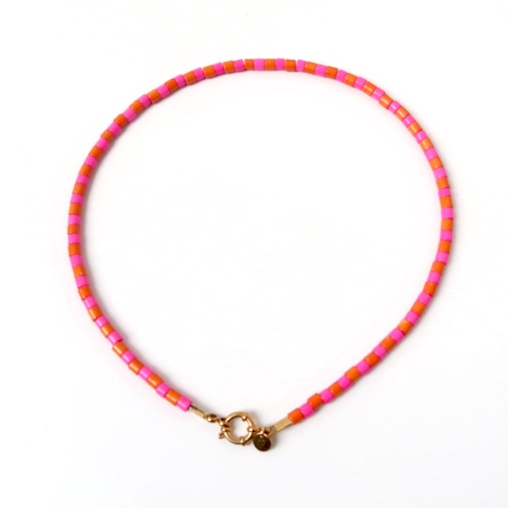 Necklace | Stripe orange/pink66
