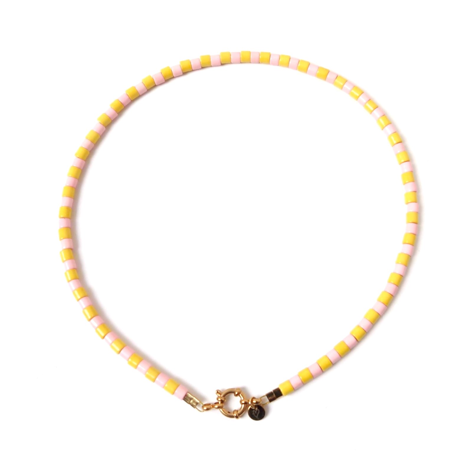 Necklace | Stripe yellow/light pink