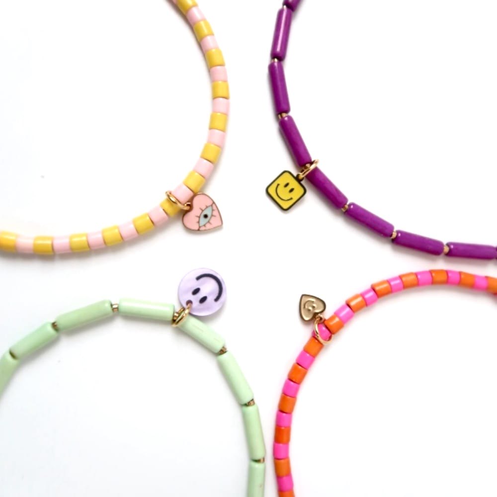 Necklace | Stripe orange/pink