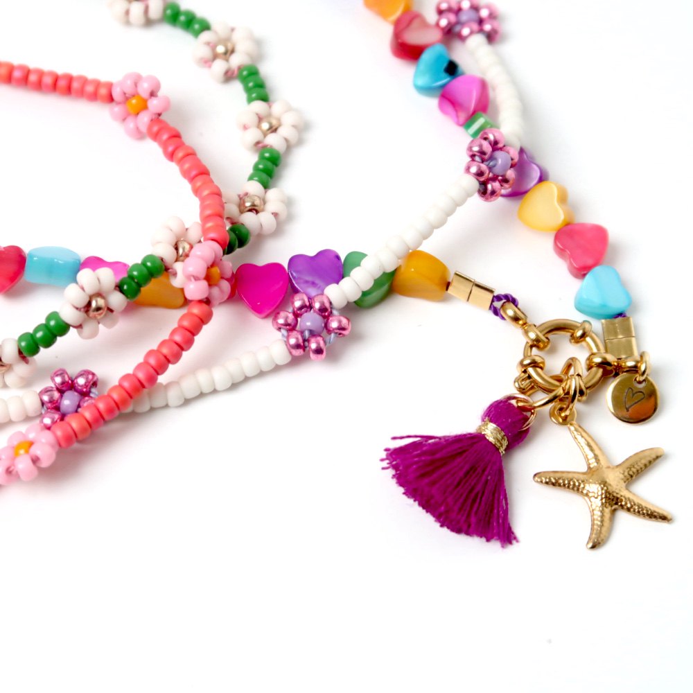 Necklace | Daisy shiny pink/purple