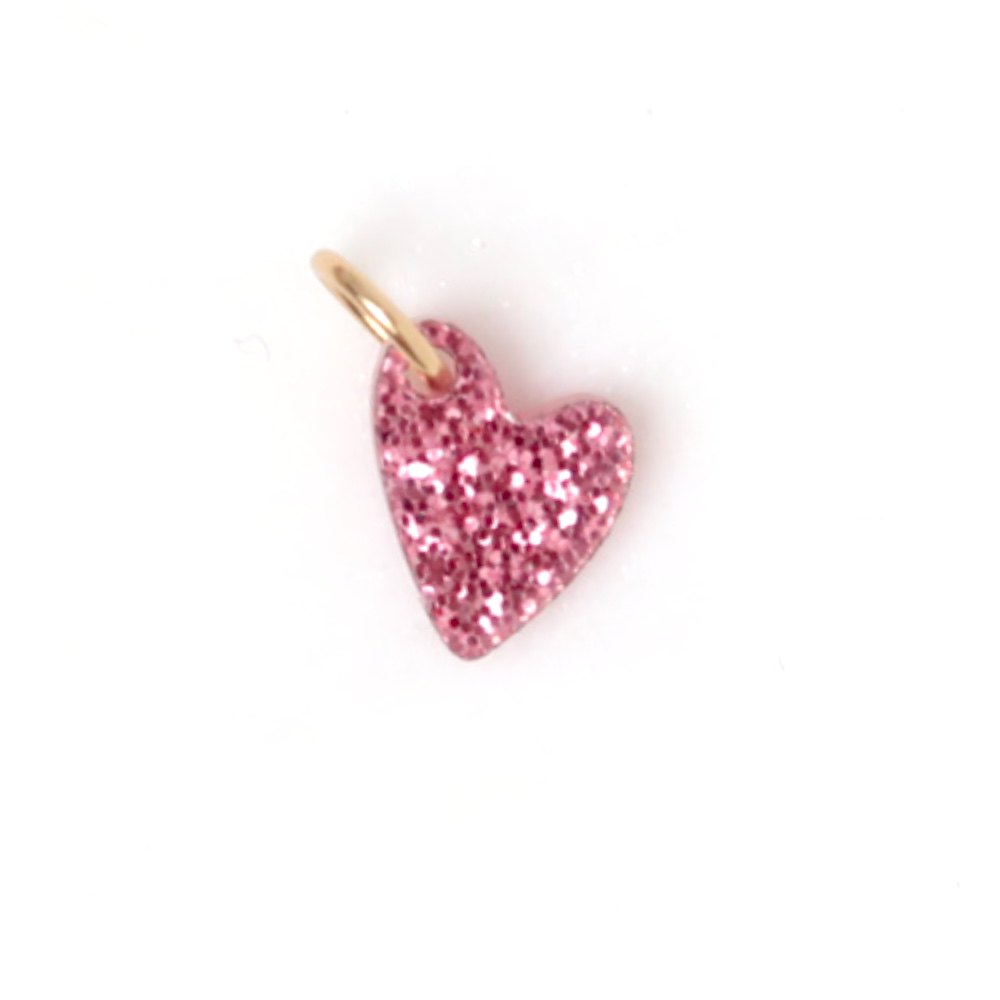 Charm | Heart glitter resin pink