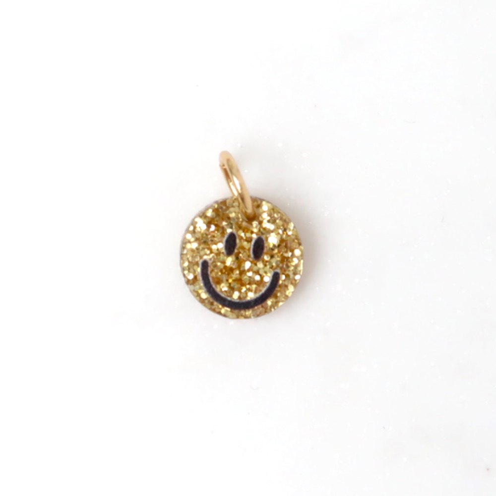 Charm | Smiley resin glitter gold