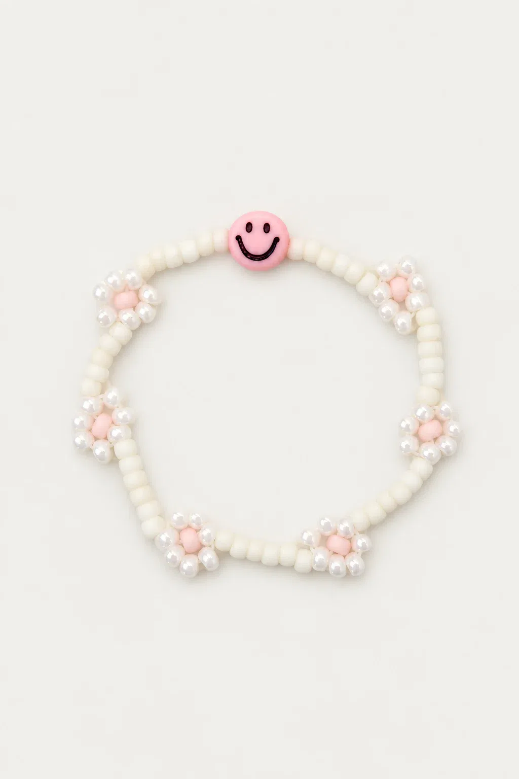 Bracelet | Daisy smiley, pink/ivory T1