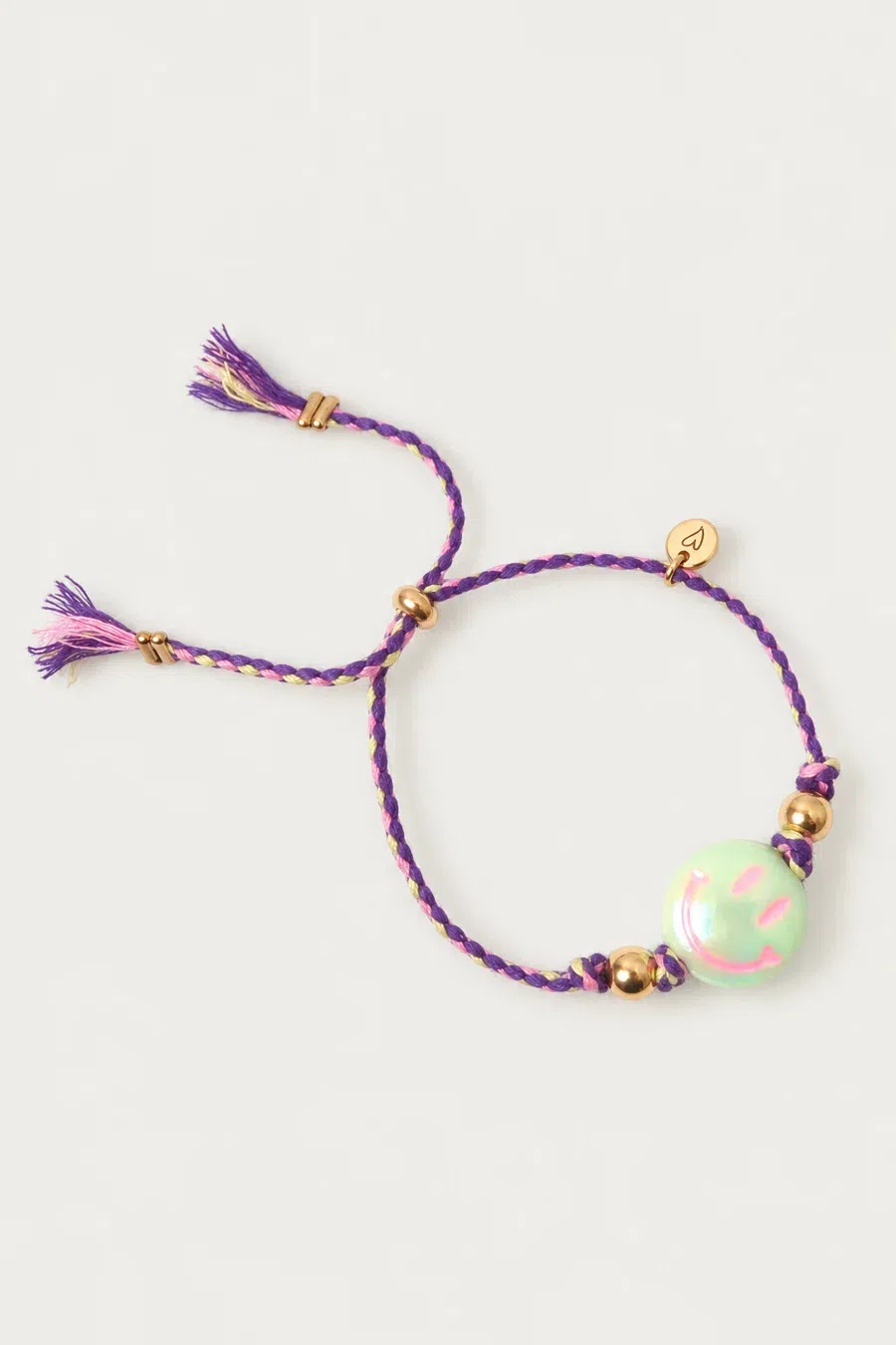 Bracelet | Happy smiley light green/purple
