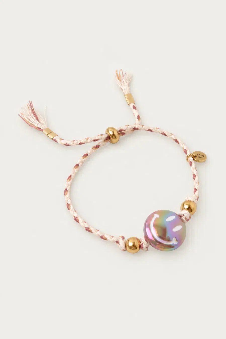Bracelet | Happy smiley white/taupe