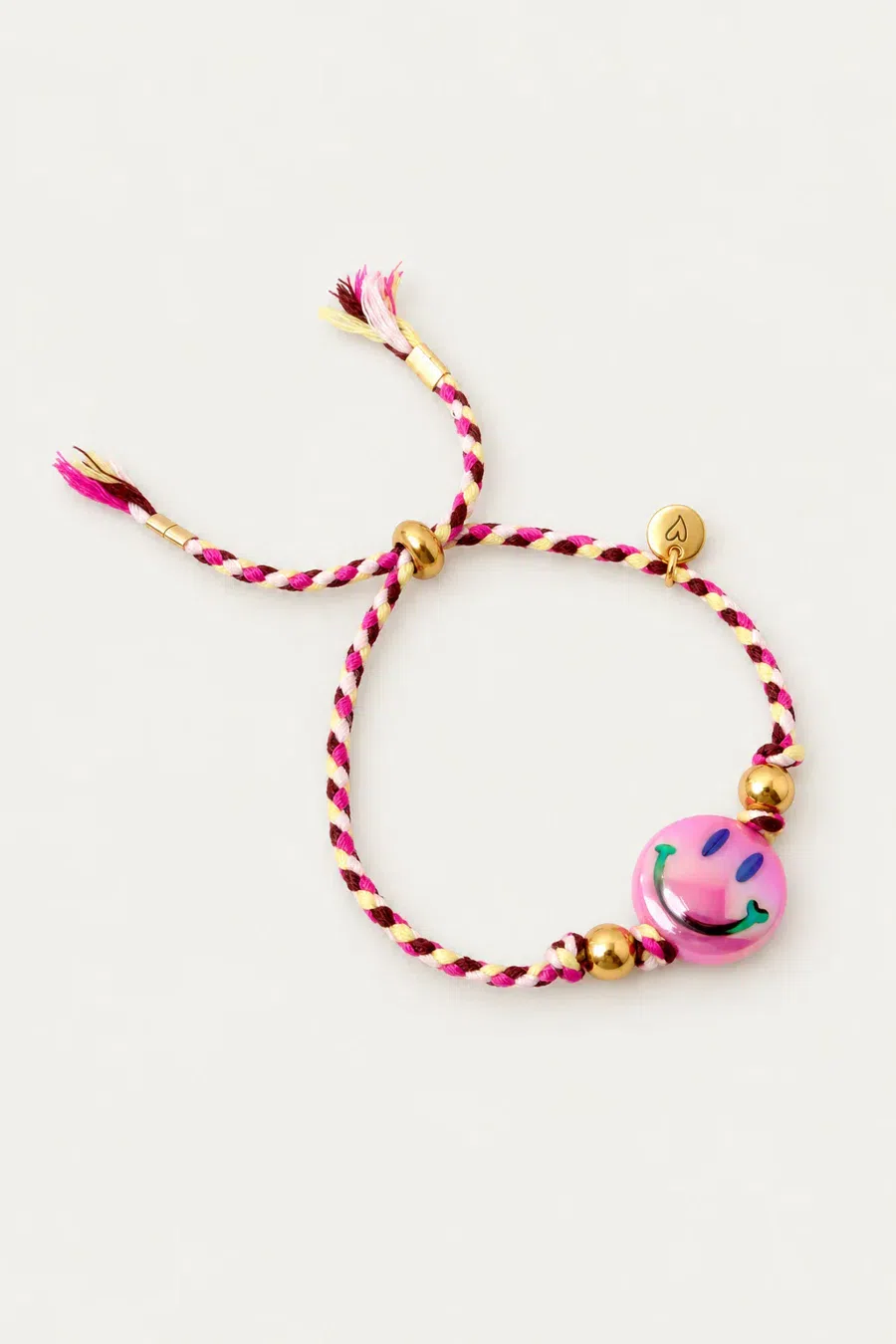 Bracelet | Happy smiley fuchsia/brown
