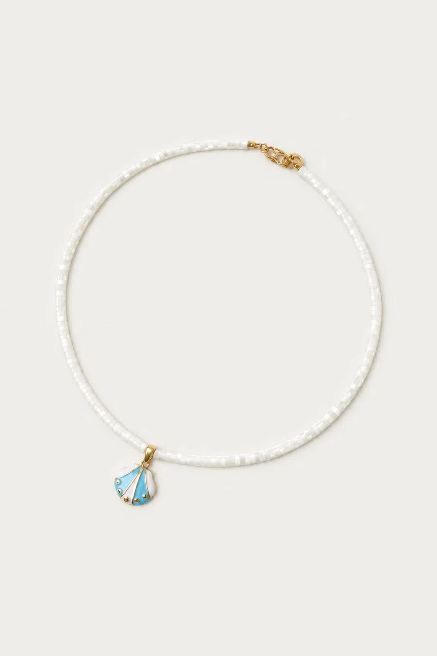 Necklace | Shell disc white