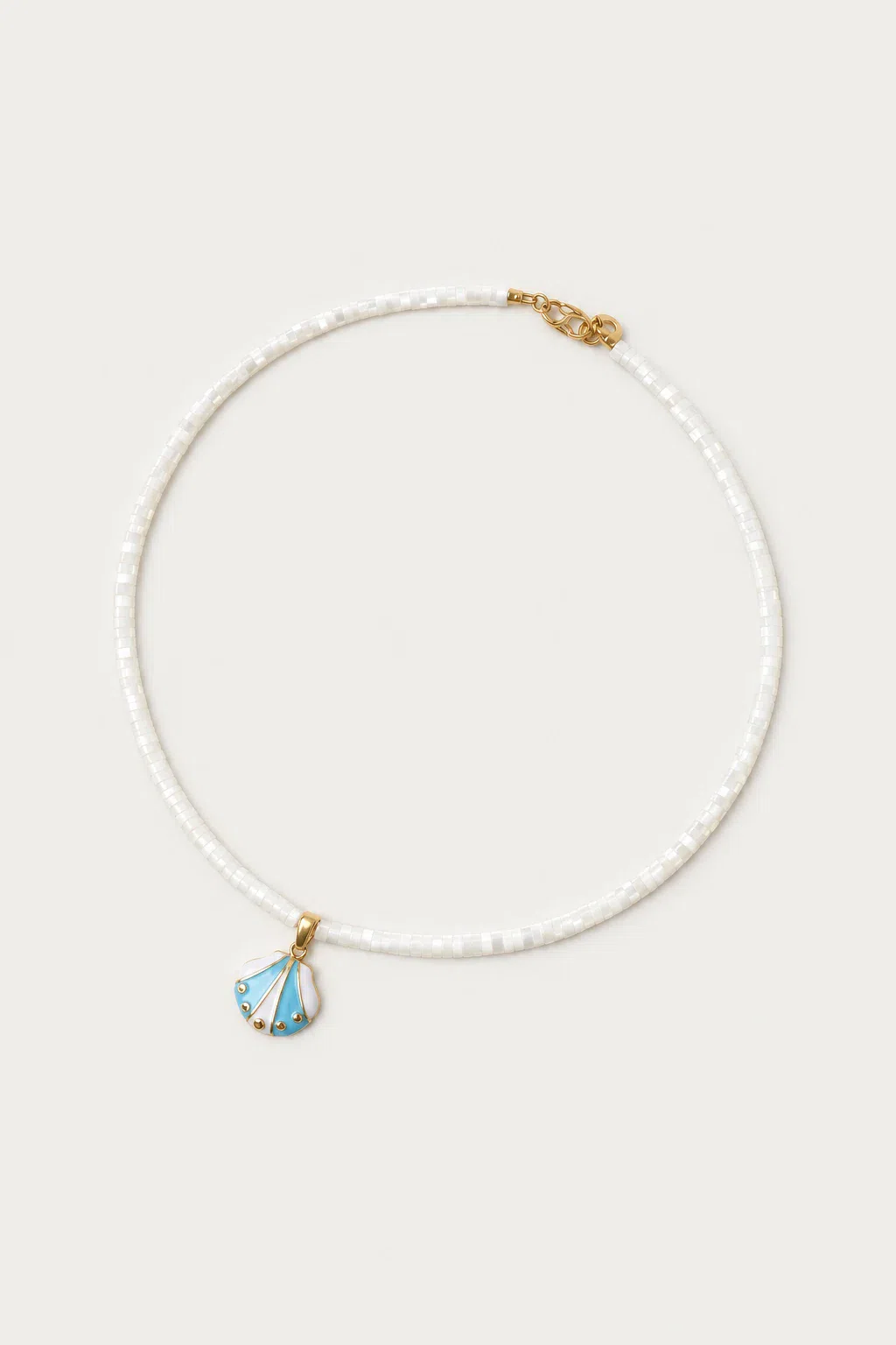 Necklace | Shell disc white