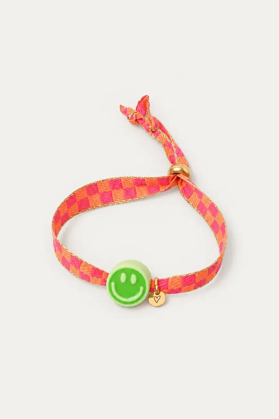 Bracelet | Happy smiley2.0 green checked orange