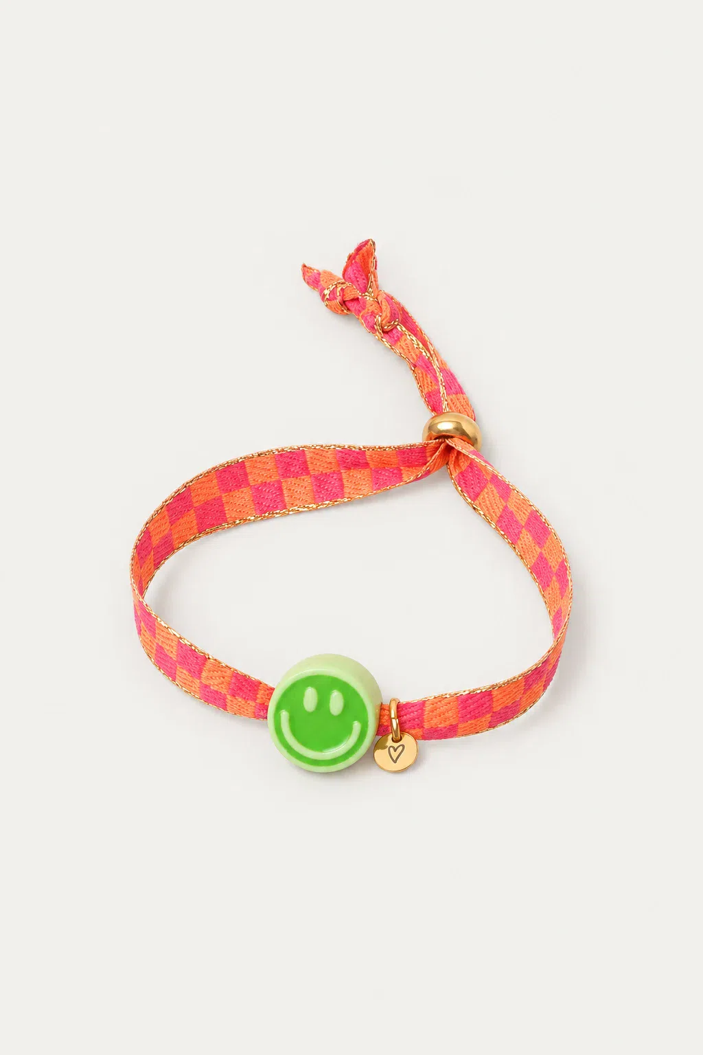 Bracelet | Happy smiley2.0 green checked orange