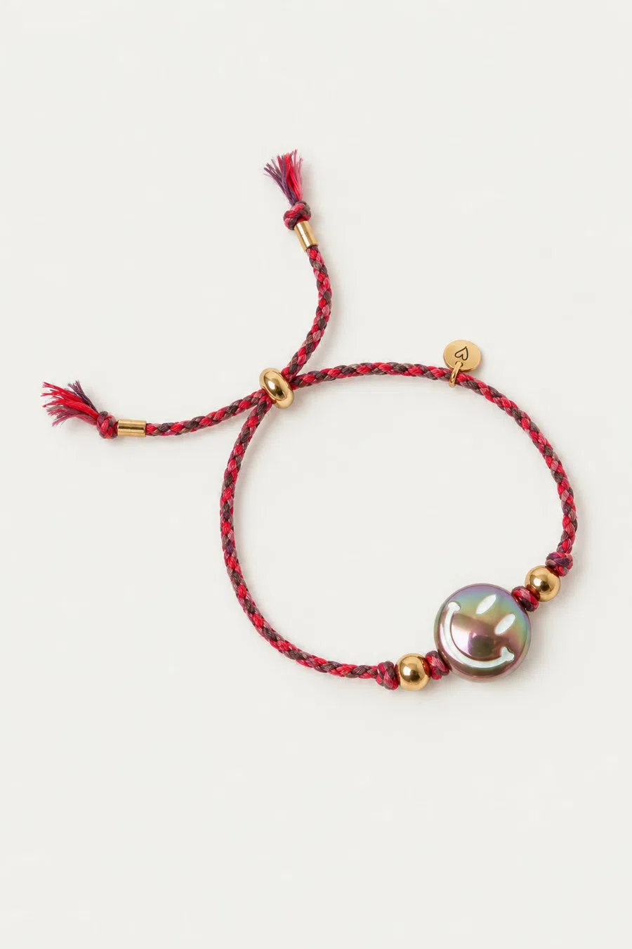 Bracelet | Happy smiley taupe red