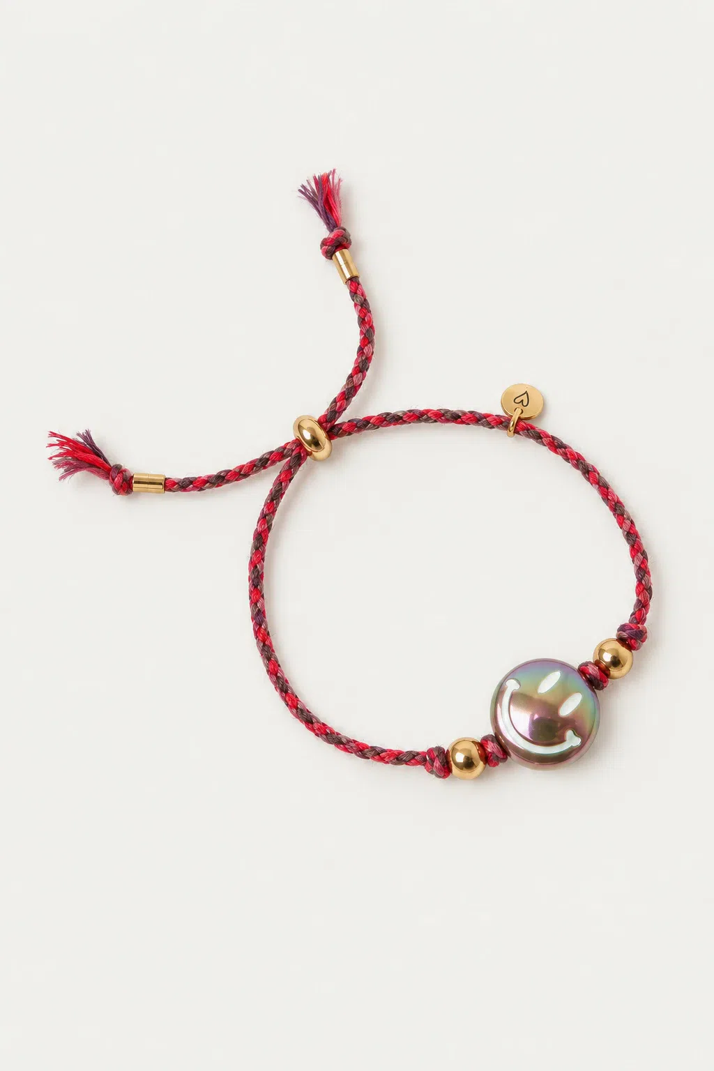 Bracelet | Happy smiley taupe red