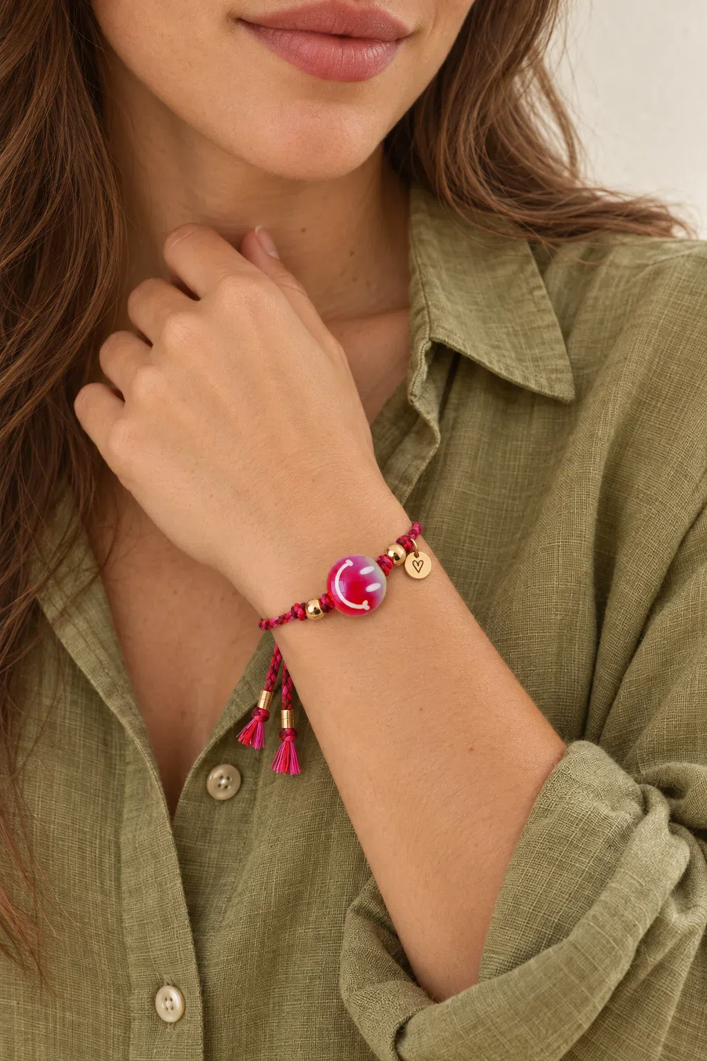 Bracelet | Happy smiley red